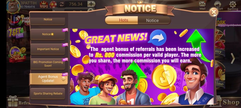 agent bonus 3pattiblue