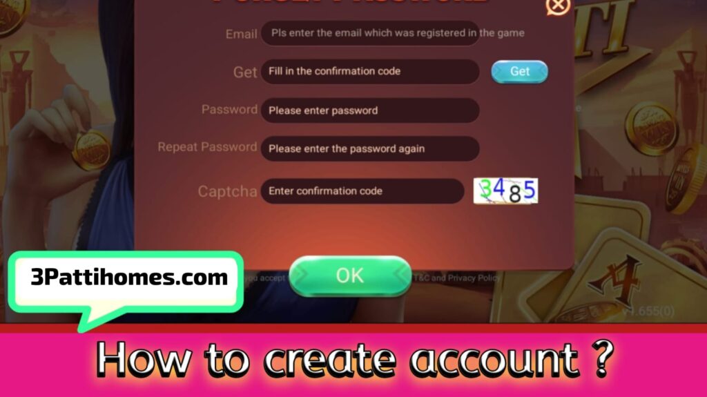Create an Account image of 3Patti No1 game apk