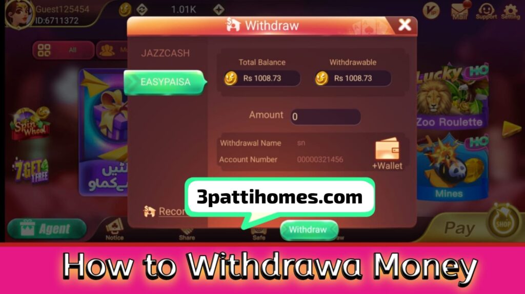 withdraw image of 3 patti no1 apk