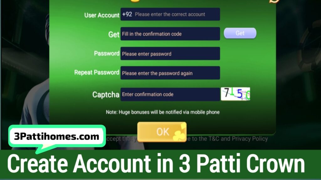 creat account 3 patti crown